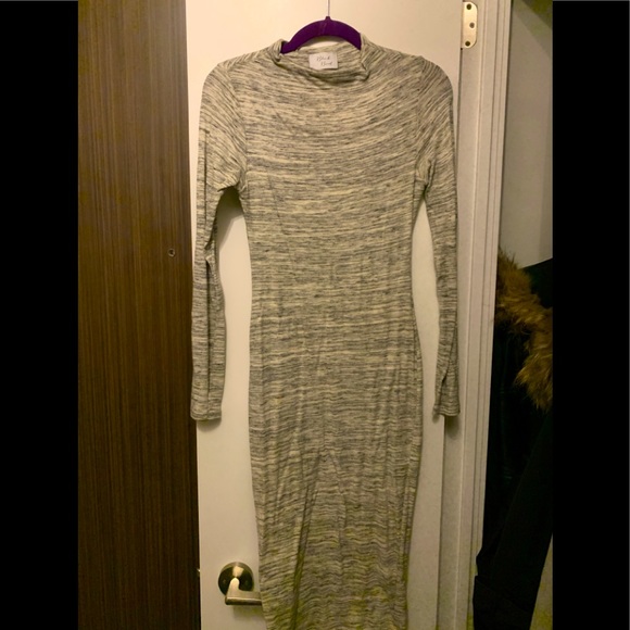Long Grey Mendocino long sleeve Tight Dress - Picture 1 of 2